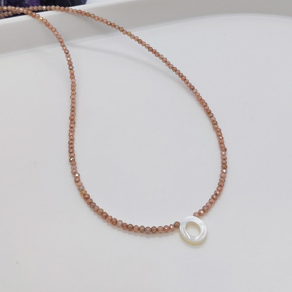Elegant 2m Zircon Beaded Clavicle Chain: 26-Letter Deep Sea Shell Necklace for Women.