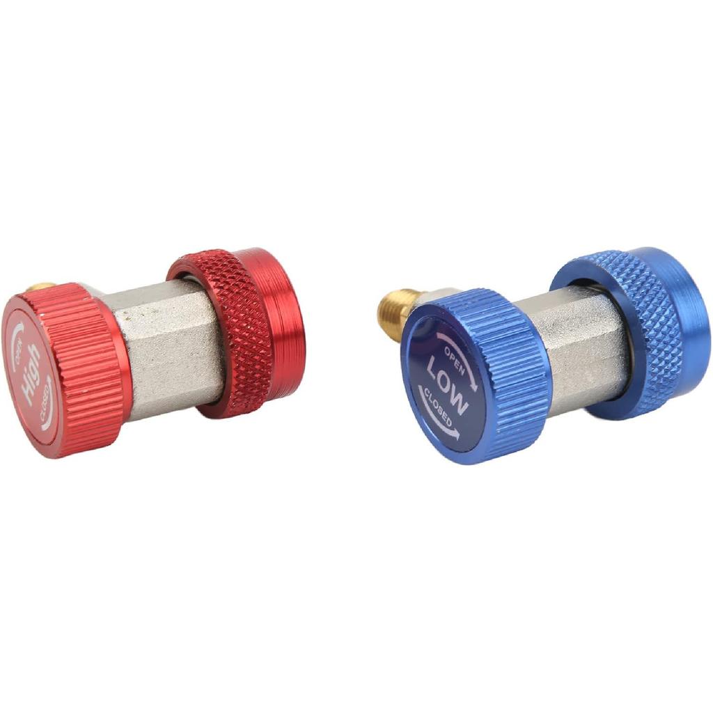 R 134a Gas Quick Connector, HVAC AC Valve Core Manifold with 1 X Blue Quick Coupler for A/C Manifold Gauge Set