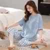 Women's Summer Korean Cartoon Pajama Set - Short-Sleeved Top with Seven-Point Pants