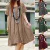 Women's Mid-length Dress Fashion Loose Pleated Round Neck Short-sleeved Dress