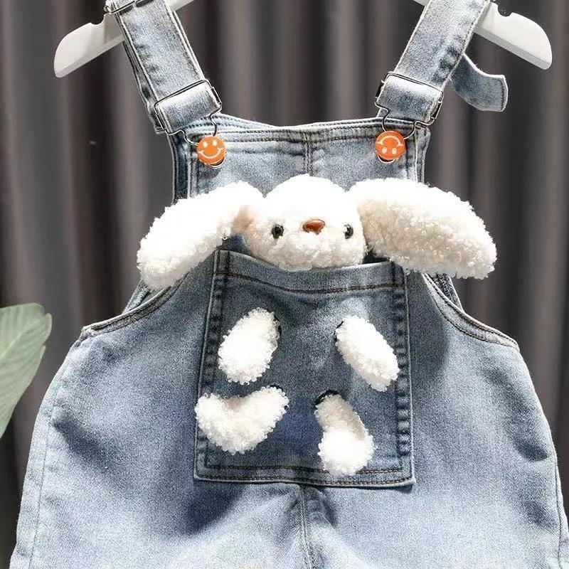 

2025 Girls Spring-Autumn Toddler Overall Set - Fashionable Long Baby Jeans Size 80