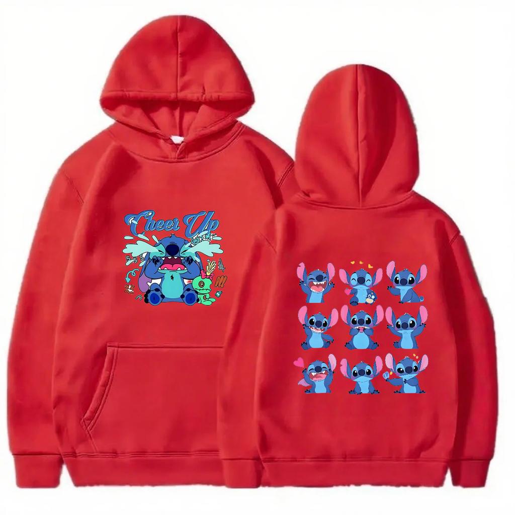 2025 New Disney Series Stitch Children's Hooded Sweatshirt for Men Women - Casual Top with Cartoon Print -fall Winter Clothing