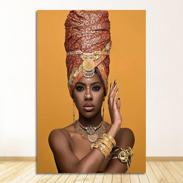 African Art Woman Canvas Painting Wall HD Picture Beauty Girl Scandinavian Posters and Prints for Living Room Home Decor Cuadros