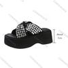 Comemore Platform Slippers Women Summer Shoes Fashionable Sequins Glitter Thick Sole Wedge Sandals Casual Outside Heels Slides