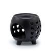 Oil Burner Matte Black Squat Pot Hearts