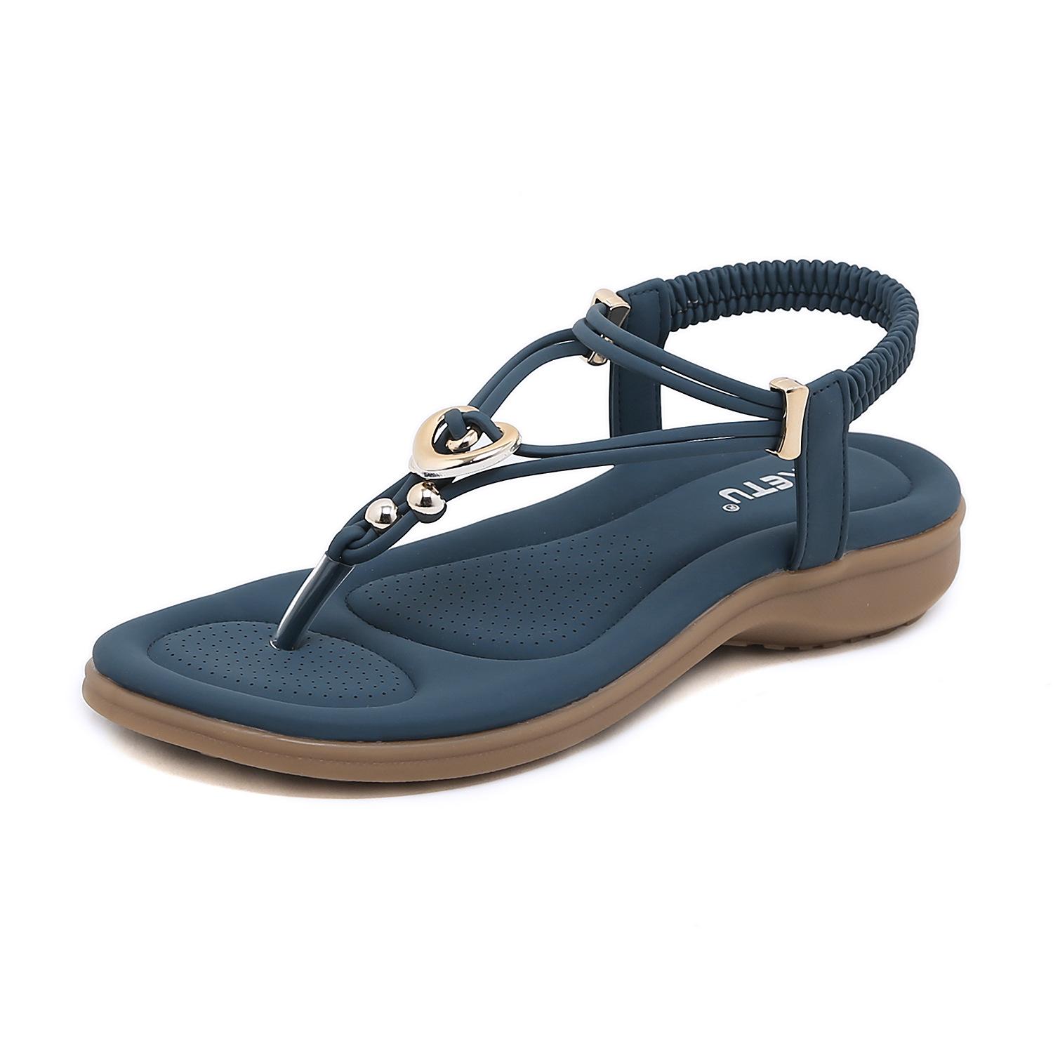 Сандалии богемная удобная женская обувь с круглым носком пляжный курорт большие размеры на плоской подошве 36 2920₽