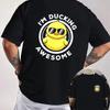 I'M Ducking Awesome I Love Duck Lovers Funny Rubber Duck Motorcycle Double Sided Print T-Shirt Men Summer Short Sleeve Tops Tee