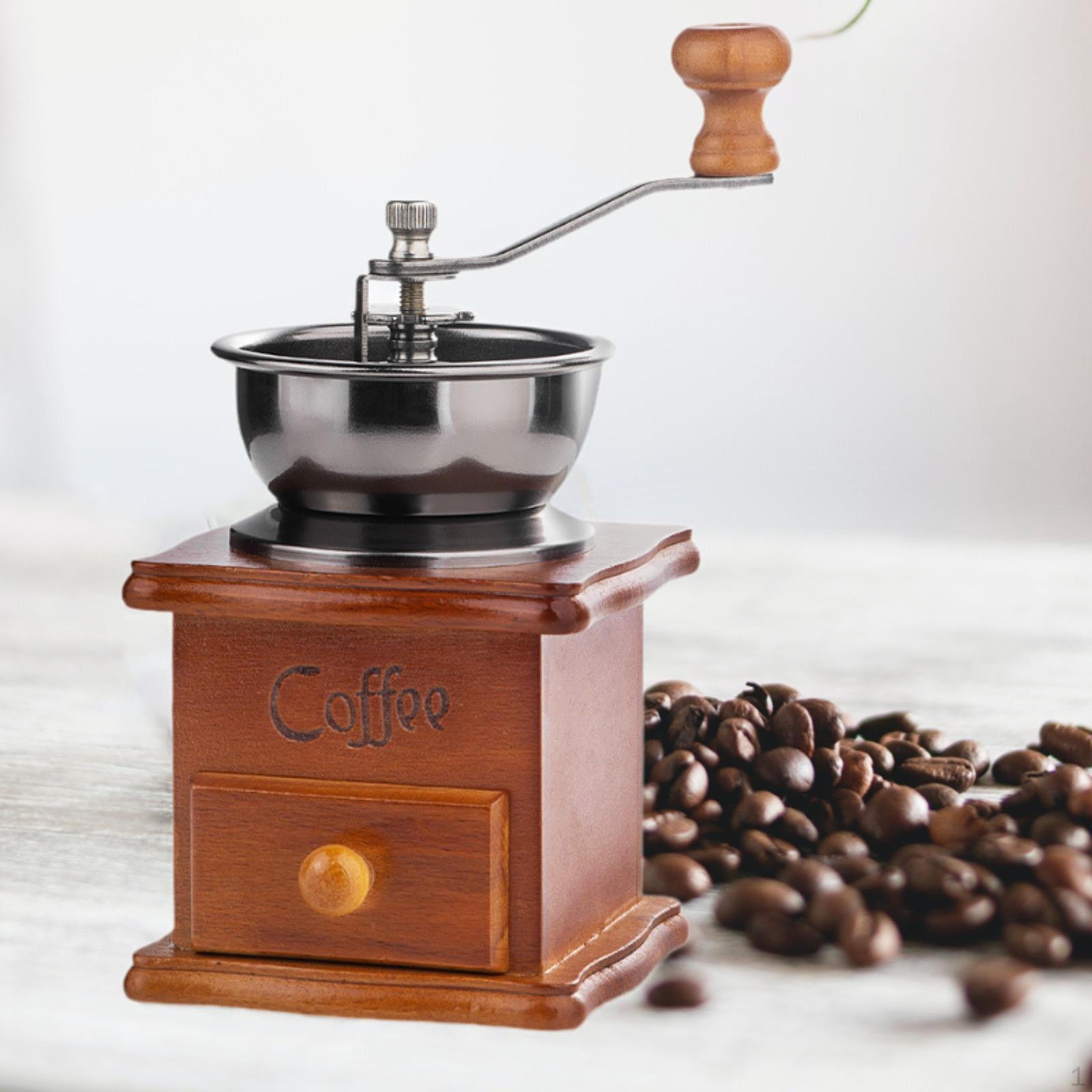 Burr Grinder Hand Crank Coffee Bean Grinder, Retro Portable Manual Coffee,