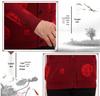 Year-Round Fu Character Sweater for Middle-Aged & Elderly Couples - Red Plus Velvet Tang Suit Cardigan