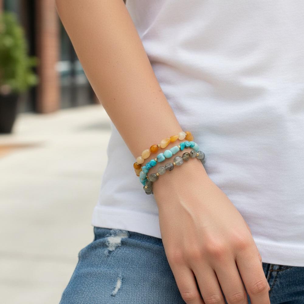 European Style Semi-Precious Stone Beaded Bracelet - Maillard Luxury Crystal