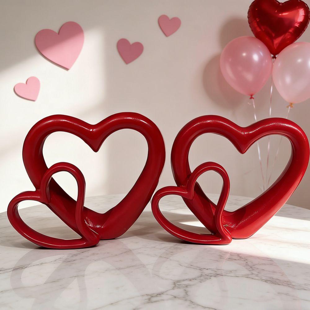 Decoration Valentine's Day Love Ornament Handicraft Double Hollow Heart Models  Couple