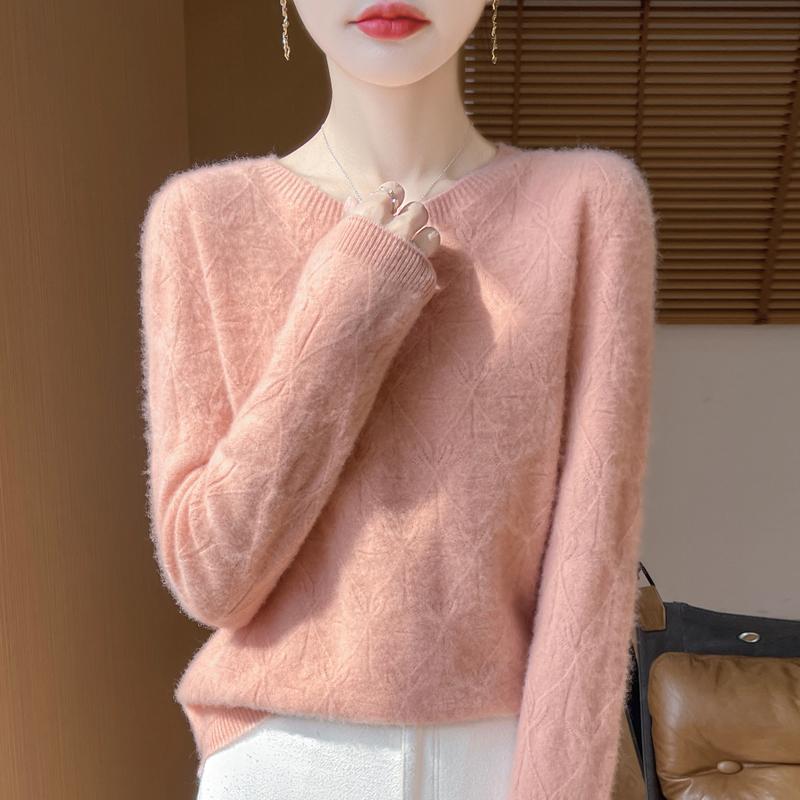 Women's Cashmere Sweater Qinghe Cashmere 30% Cashmere 70% Wool Autumn and Winter Pullover Warm and Fashionable
