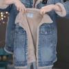 Girls Padded Denim Coat Boys Thicken Jacket Winter Children's Velvet Outerwear Autumn Warm Loose Parkas Kids Fashion Clothe