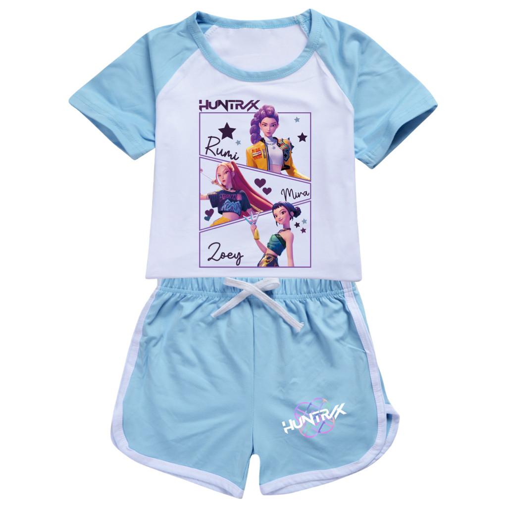 5009 Kinder Mädchen POP Rumi Zoey Mira Print T-Shirt Shorts Sport Trainingsanzug Kleidung Set