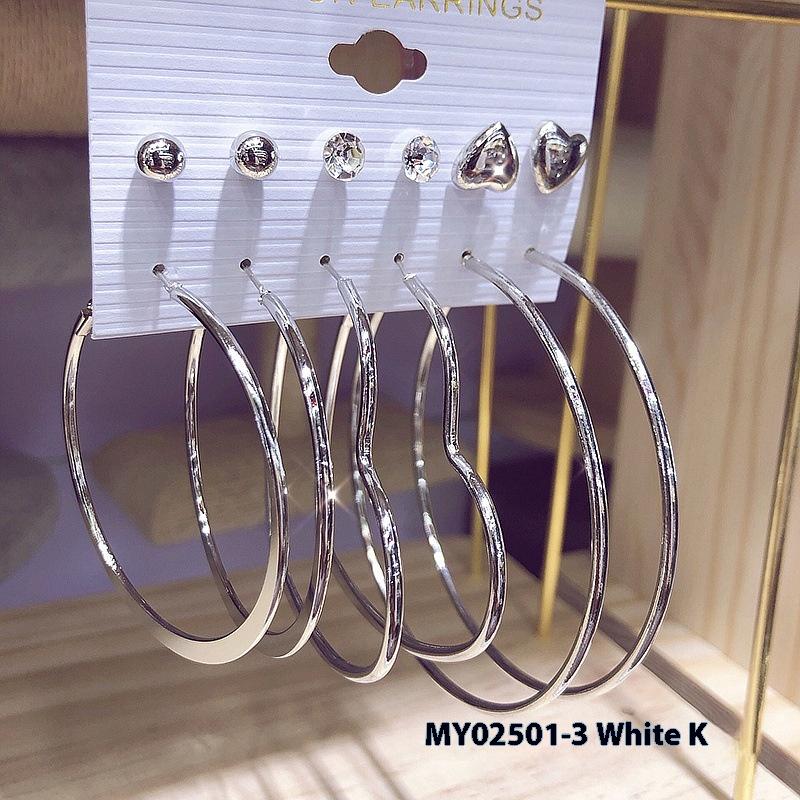 6 Pair Fashionable Alloy Circle Earrings Women'S Stud Earrings Attractive Multi-Element Jewelry Set Elegant Ear Jewelry