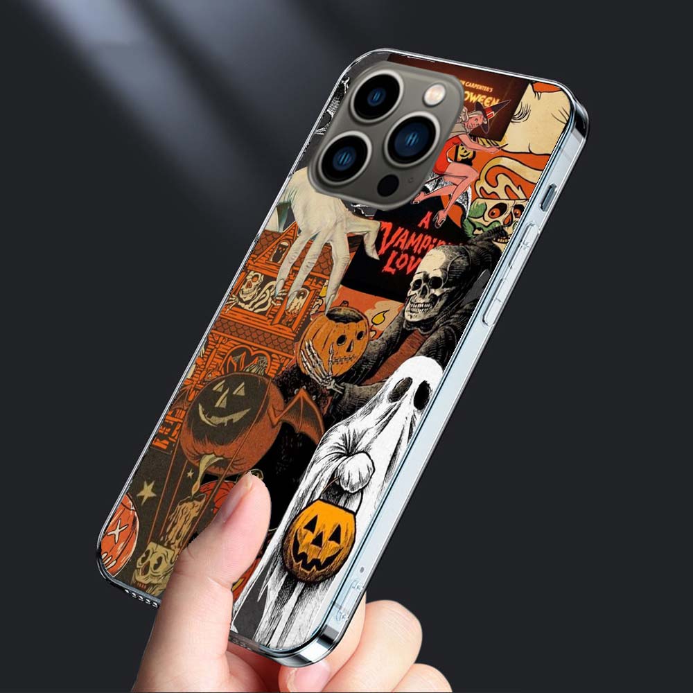 Halloween Fall Art Witch Cat Phone Case For Iphone 16E 15 Pro 14 Plus 17E 16 17 Pro Max Air 11 12 13 Mini Shockproof Capa Cut