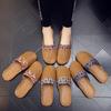 Linen slippers summer breathable rattan straw mat woven flat bottom men's and women's spring and autumn European indoor cool slippers small daisies
