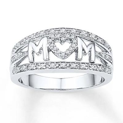 Luxusní dárek ke Dni matek MOM Mom Prsten Dámský prsten Diamond Heart