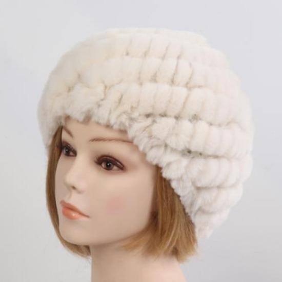 Hot Sale Russian Lady Natural Real Rex Rabbit Fur Hats Women Knitted Outdoor Rex Rabbit Fur Hat New Warm Real Fur Caps