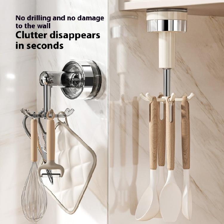 strong  ABS 6 Claw Rotating Suction Hook No Drilling need Space Saving Kitchen Storage for Kitchen Wall Storage
