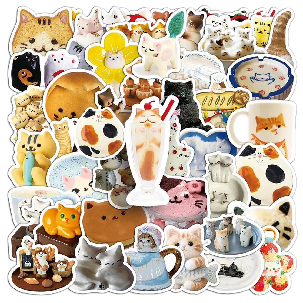 10 30 50Pcs Cute Cats Meme Cartoon Graffiti Stickers Waterproof Diy Laptop Scrapbook Laptop Waterproof Ins Style Animal Sticker