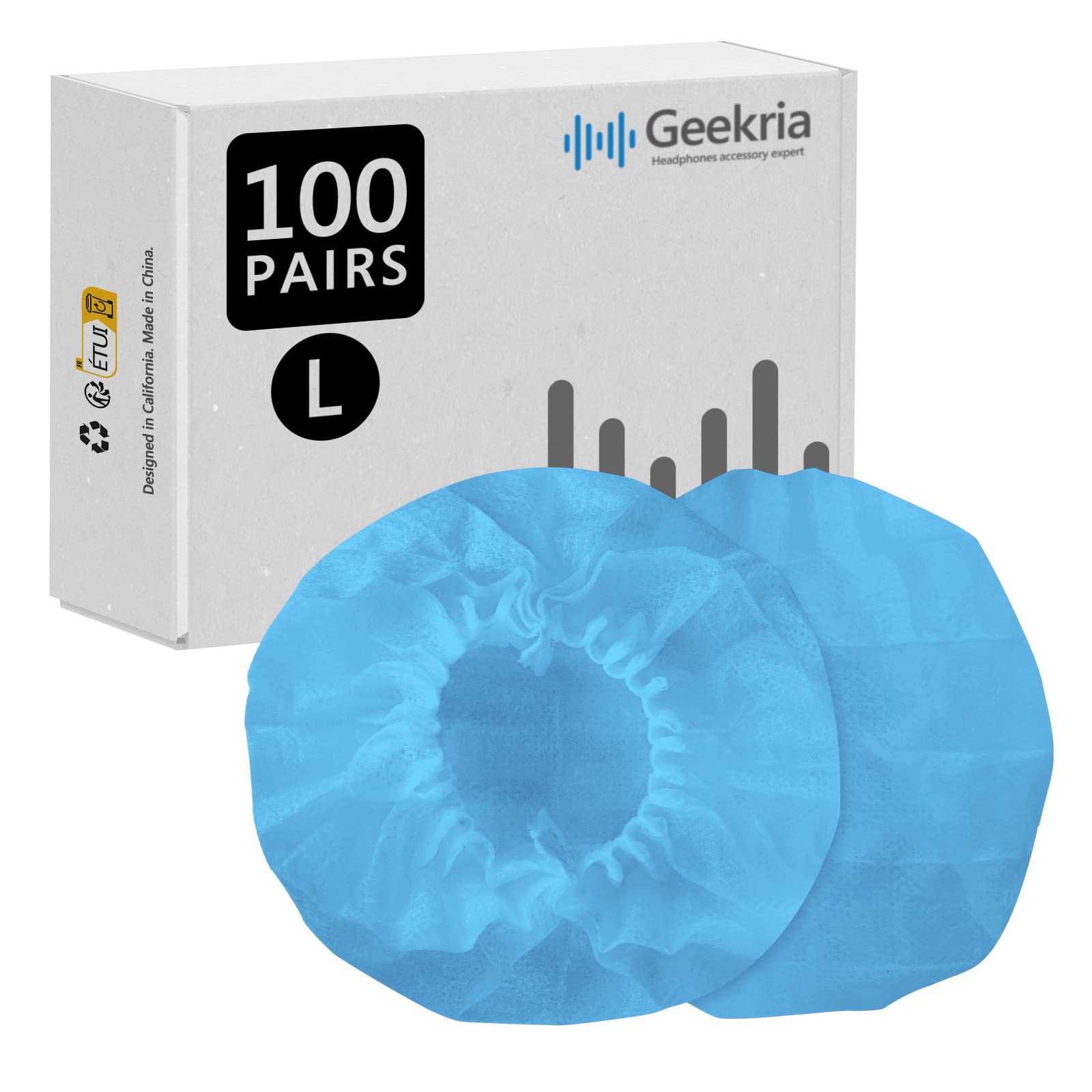 

Geekria Disposable Nonwoven Ear Pad Covers, 200 Pieces (100 Pairs), Stretch Knit, for Large Over-Ear Headphones, Anti-Dust and Anti-Worn (Large/Blue)