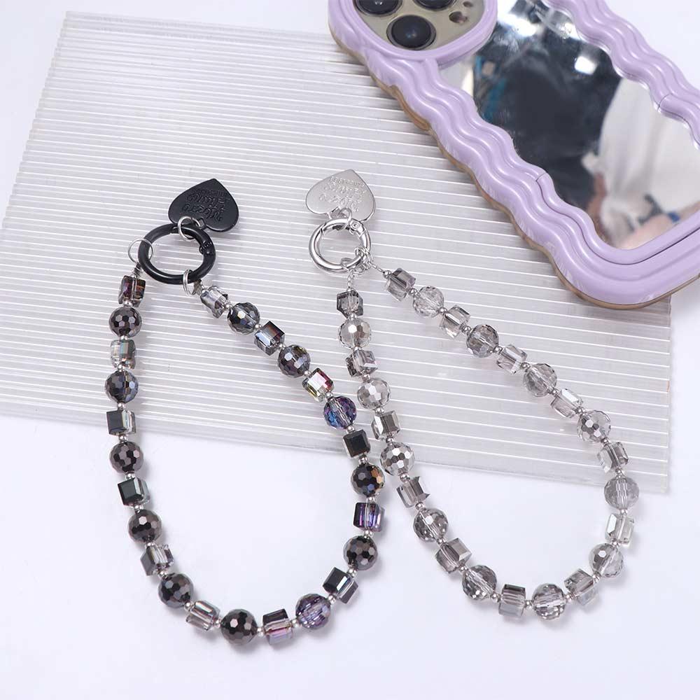 With Clip Crystal Beads Phone Chain Anti-lost Love Phone Pendant  Car Key Accessories