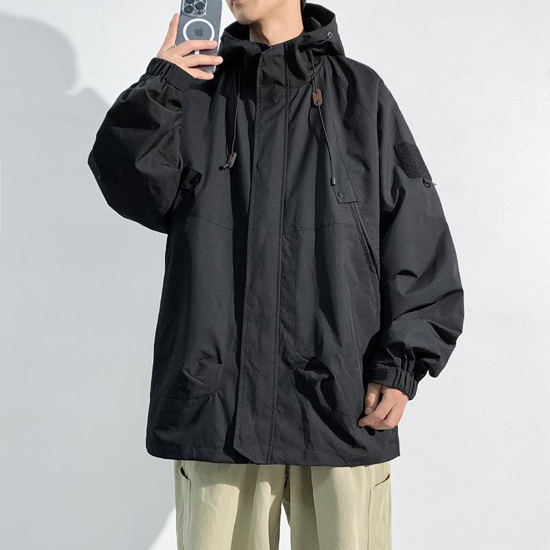 

Осенняя мужская куртка, куртка, мужской походный костюм, студенческая куртка с несколькими сумками, водонепроницаемая куртка для активного отдыха S чёрный