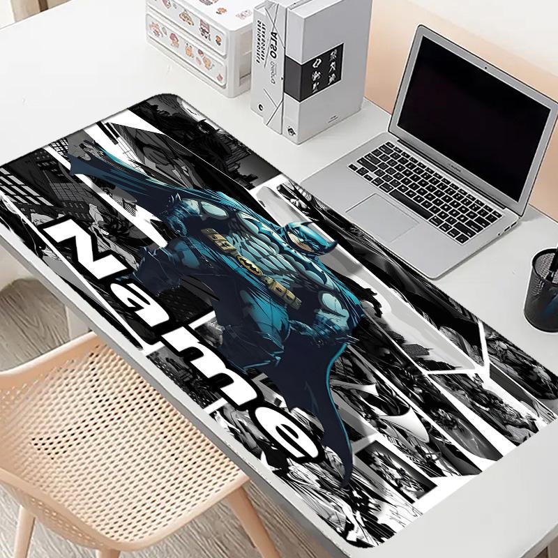 Custom Name Personalized Batman Pattern Mousepad, Laptop PC Desk Mat, Decorative Desk Mat for Home Keyboard Pad Gift