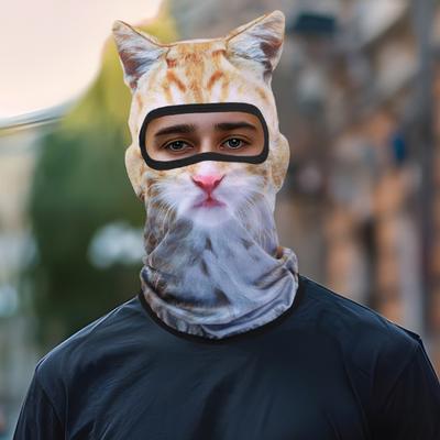 Summer Cycling Face Guard Neck Gaiter Windproof UV Protection Breathable Men Women Outdoor 3D Animal Balaclava Full Cover Neck Scarf Hood Hat