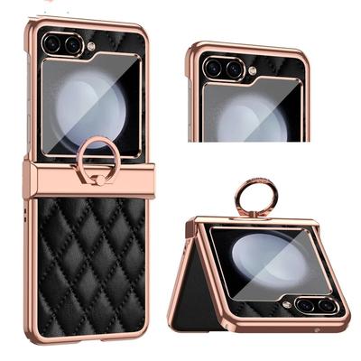 Ringhalter-Scharnierschutz-Ledertasche für Samsung Galaxy Z Flip 5 4 3 5G, kleine, duftende, windstoßfeste Abdeckung