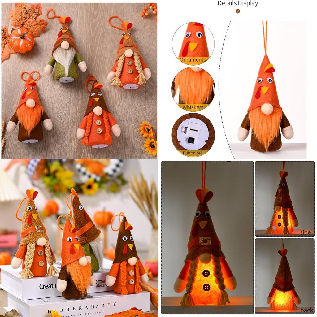 Cozy Harvest Festival Decorative Thanksgiving Gnome Figurine With Light Up Features