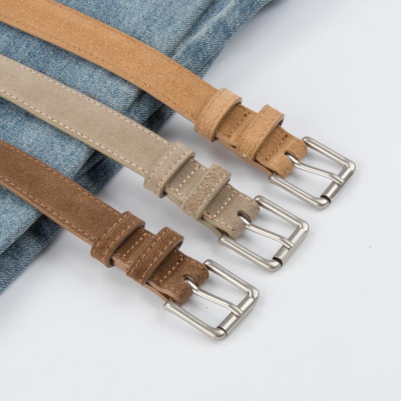 Reverse Velvet Matte Genuine Leather Women's Belt Cowhide Retro Women's High-end Style Match Skirt Jeans Women's Belt