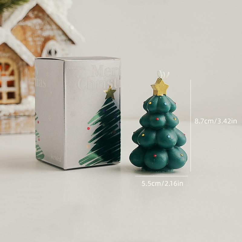 Christmas tree scented candles, ambiance gift favors, handmade scented candles, realistic Santa Claus candles зелёный