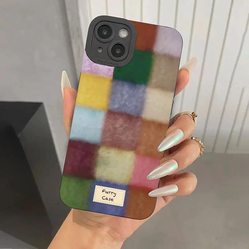 Cute Dopamine Color Block Match Plaid Case For  Mi 14T 13T 12T Pro 14 13 12 11 Lite 5G NE Poco F6 F5 X5 M6 Pro Soft Cover