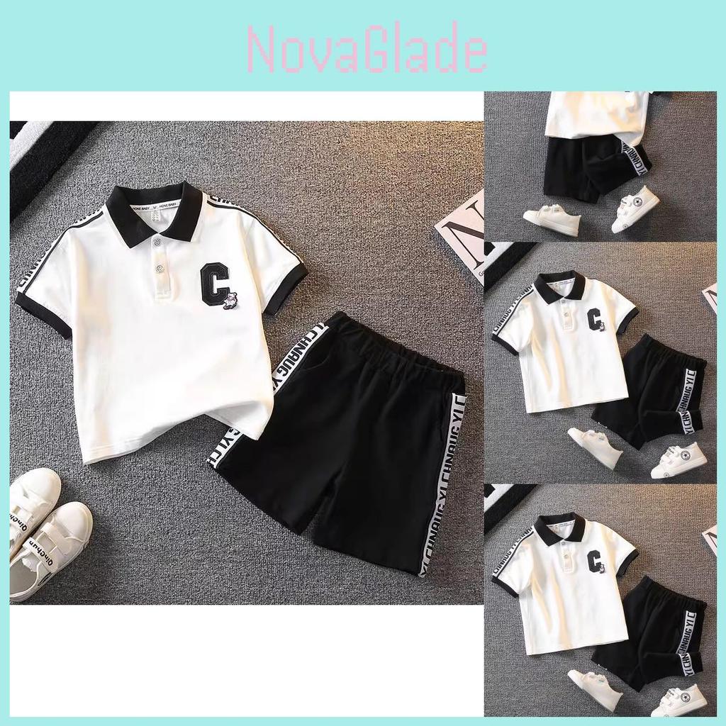 Stylish Summer Boys Short Sleeve Set Comfy Lightweight Cotton Polo Shirt 3 To 8 Years