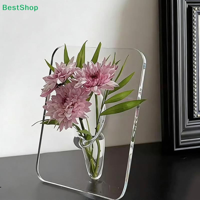 Clear Acrylic Photo Frame Vase, Creative Hydroponic Flower Holder for Home Decor