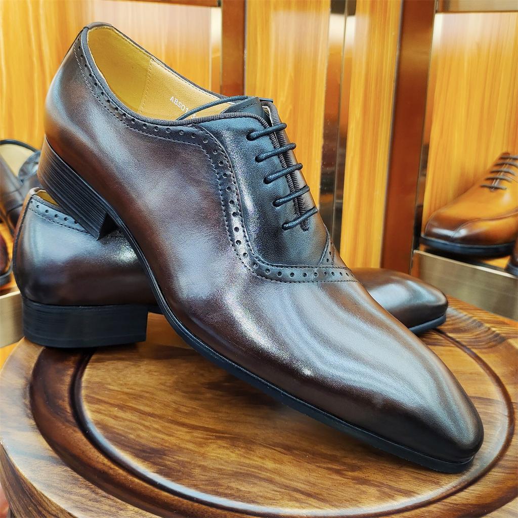 Fashion Luxury Men's Oxford Leather Dress Shoes Lace-Up Casual Business Fashion Carved Shoes for Wedding Party Office Higher Quality