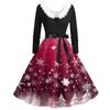 Women's Fashion V-Neck Casual Slim Christmas Printed Long Sleeve Hair Collar Dresses