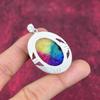 Pendentif en argent sterling massif 925 et quartz solaire arc-en-ciel, bijou fait main en pierres précieuses, cadeau pour femme.