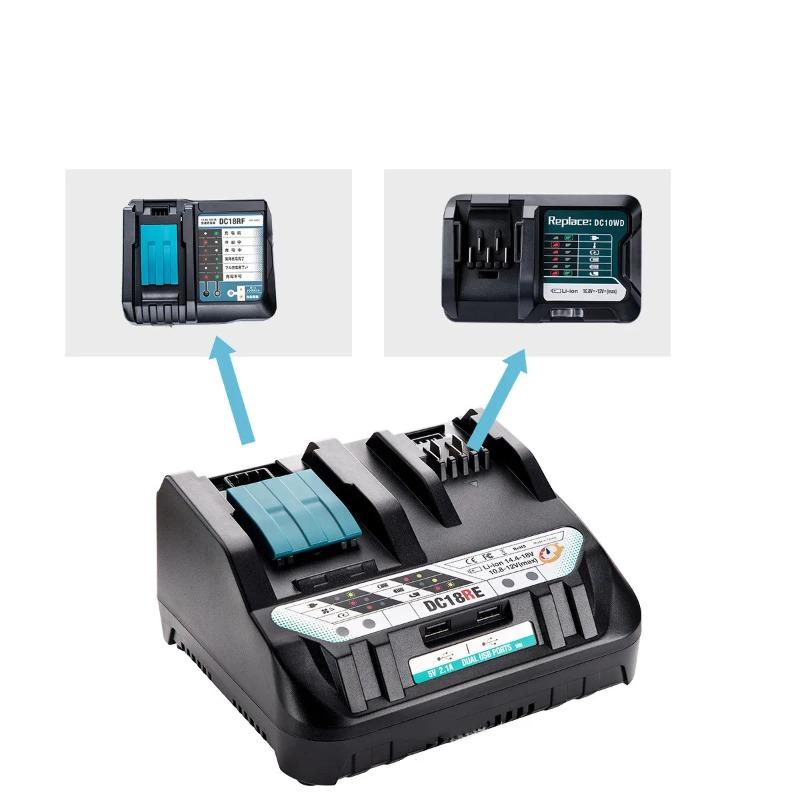 Fast Dual-Port Li-Ion Battery Charger For Makita 14.4V 10.8V 12V 18V BL1041 BL1430 BL1830 Li-ion Battery 3A Charger