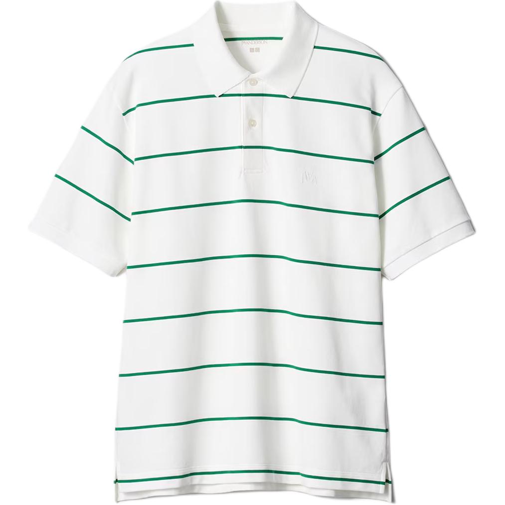 Uniqlo X JW Anderson Collaboration SS25 Border Stripe Logo Pattern Short Sleeve Polo Shirt Unisex tops White 478788-00