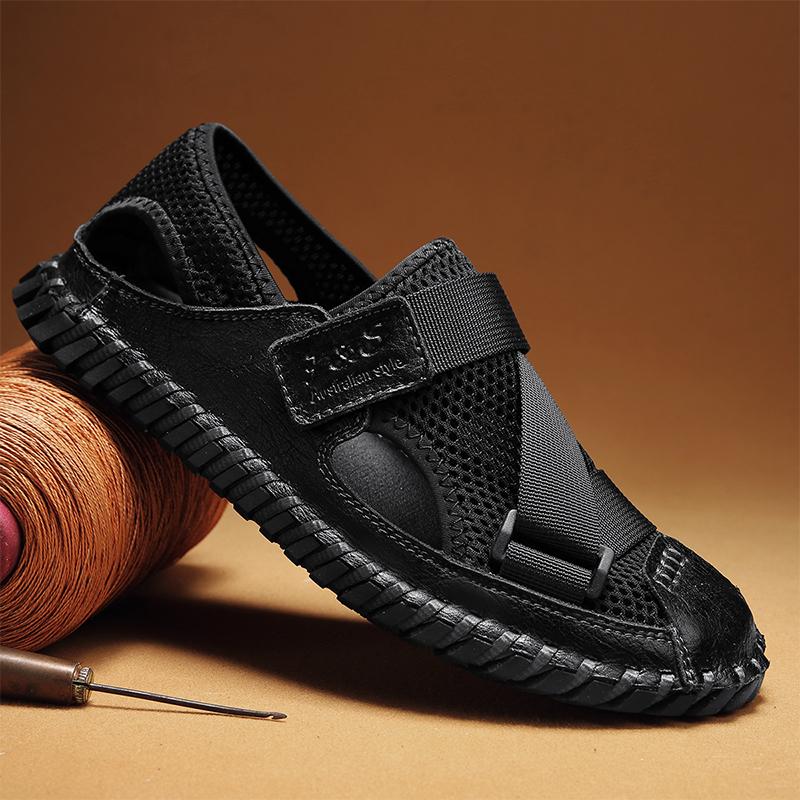 2026 New Men's Summer Breathable Net Sandals With Adjustable Straps Outdoor Walking Shoe And Comfortable Anti - Slip Beach Shoes