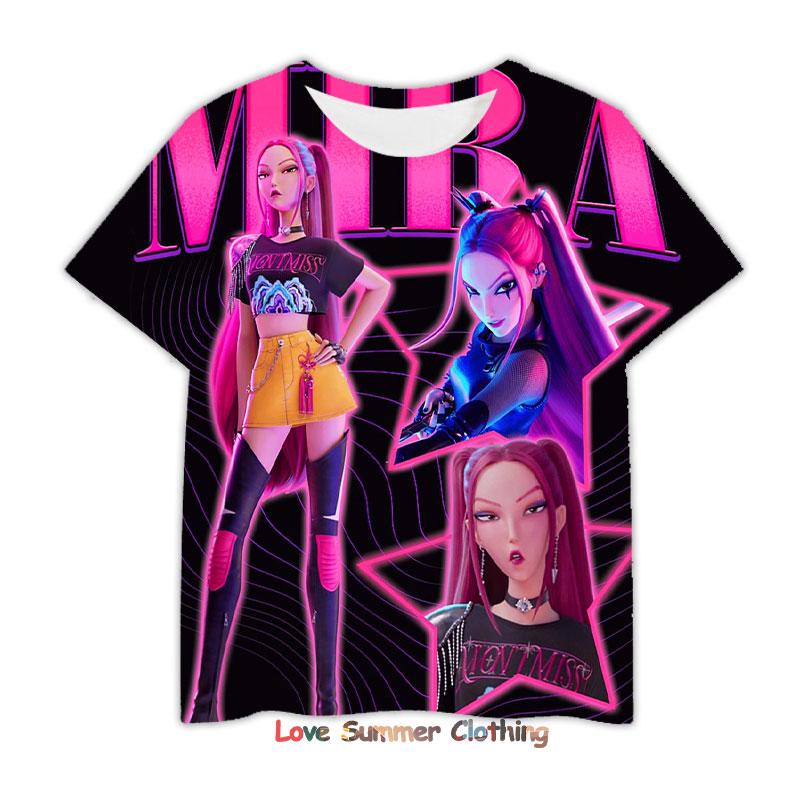 

Футболка K-pop Охотники на демонов 3D для девочек и мальчиков с коротким рукавом 4-14 лет Аниме Детская одежда Huntrix Тигр Харадзюку Топы Футболка Подарки children-130