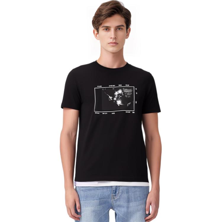HUGO BOSS T-Shirts Men's Black Crew Neck Moderate Straight Fit 50485064-001