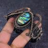 Natural Abalone Shell Gemstone Copper Wire Wrap Cuff Bangle Adjustable ET-4664