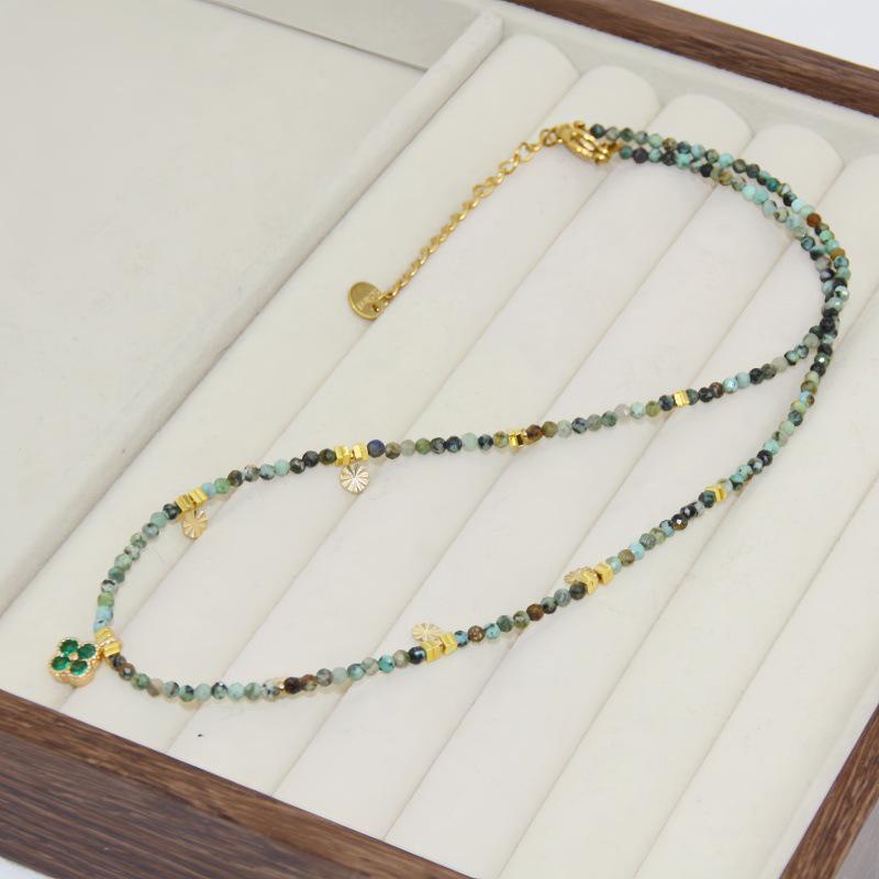 Retro African Stone Beaded Necklace with Star Pendant for Women