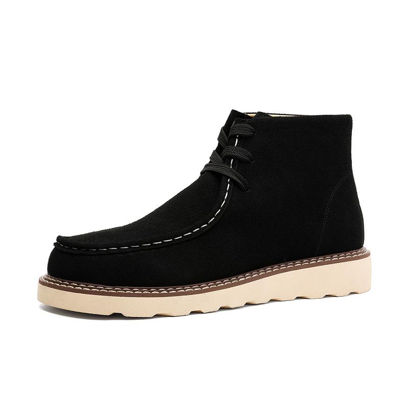 

Мужские ботильоны в стиле ретро из замши, повседневные ботинки, качественные высокие ботинки на шнуровке, ботинки Оксфорд, нескользящие ботинки на платформе, классические деловые ботинки 38 чёрный