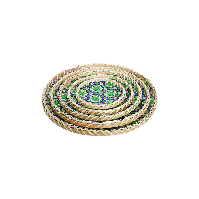 1PC Handwoven Bamboo Fruit Basket Bamboo Household Bamboo Sieve Tray Bamboo Strainer Ethnic Traditional