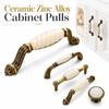 Zinc Alloy Ceramic Cabinet Pulls Antique Gold Retro Vintage Drawer Handles European Style Sturdy Antique Dresser Knobs Furniture